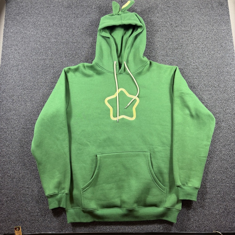 Sykkuno Official Merch Green Star Sprout Hoodie Men's Large Youtuber Influencer